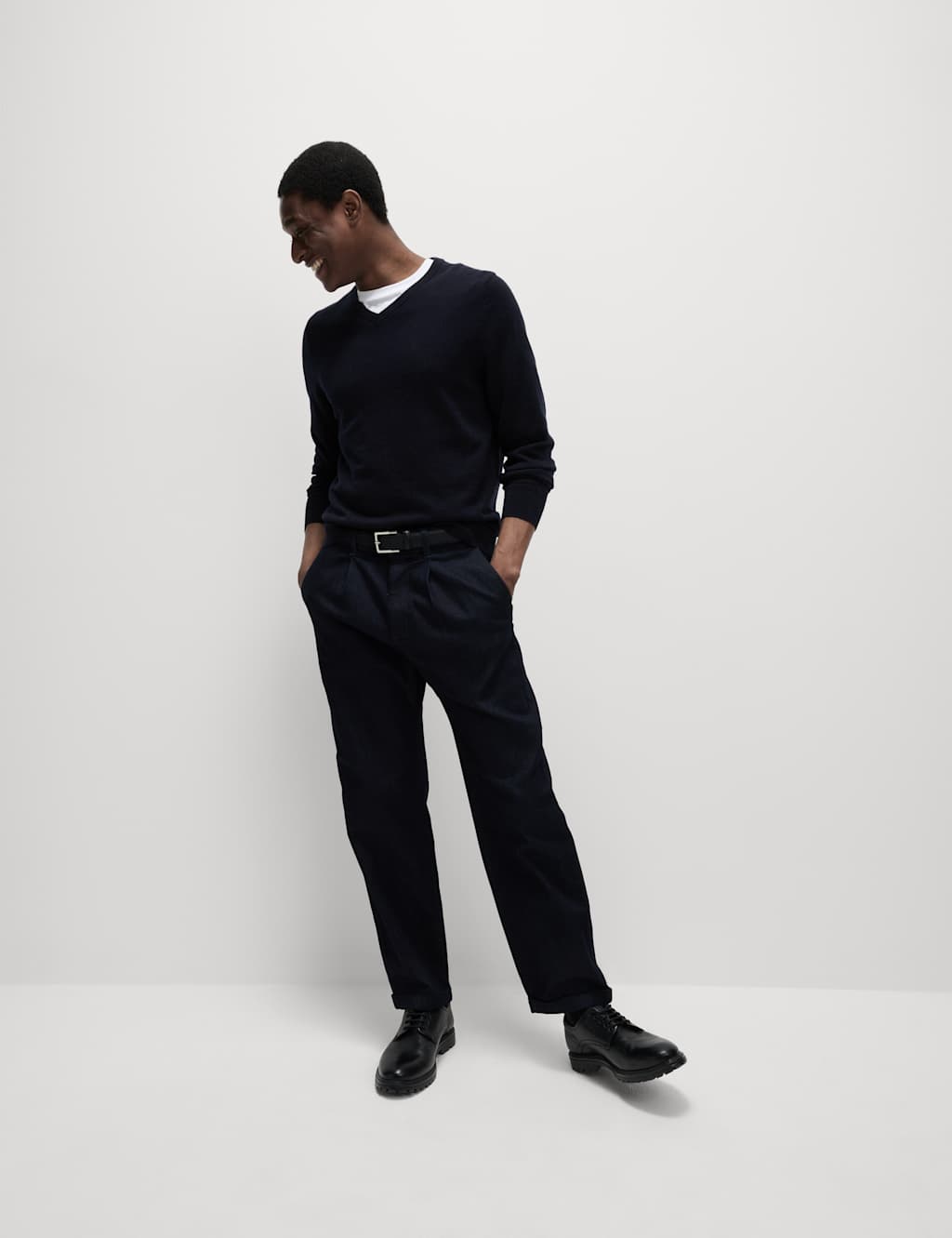 Pure Cotton V-Neck Knitted Jumper 3 of 7