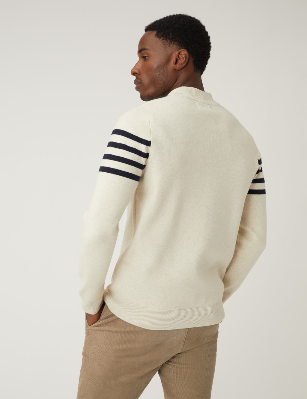 Cotton Blend Striped Half Zip Jumper 4 of 5