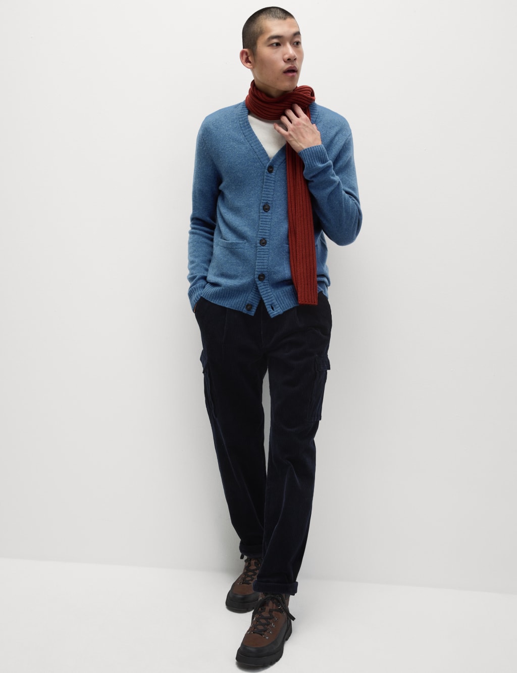 Extra Fine Lambswool Rich V Neck Cardigan
