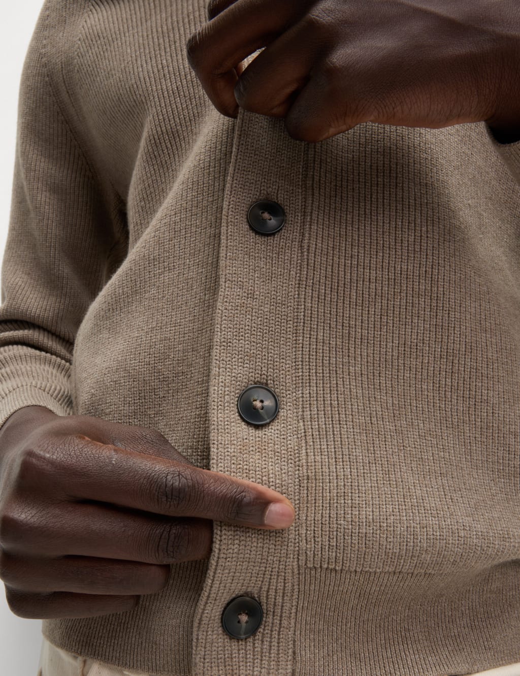 Cotton Blend Ribbed Shawl Collar Cardigan 4 of 6