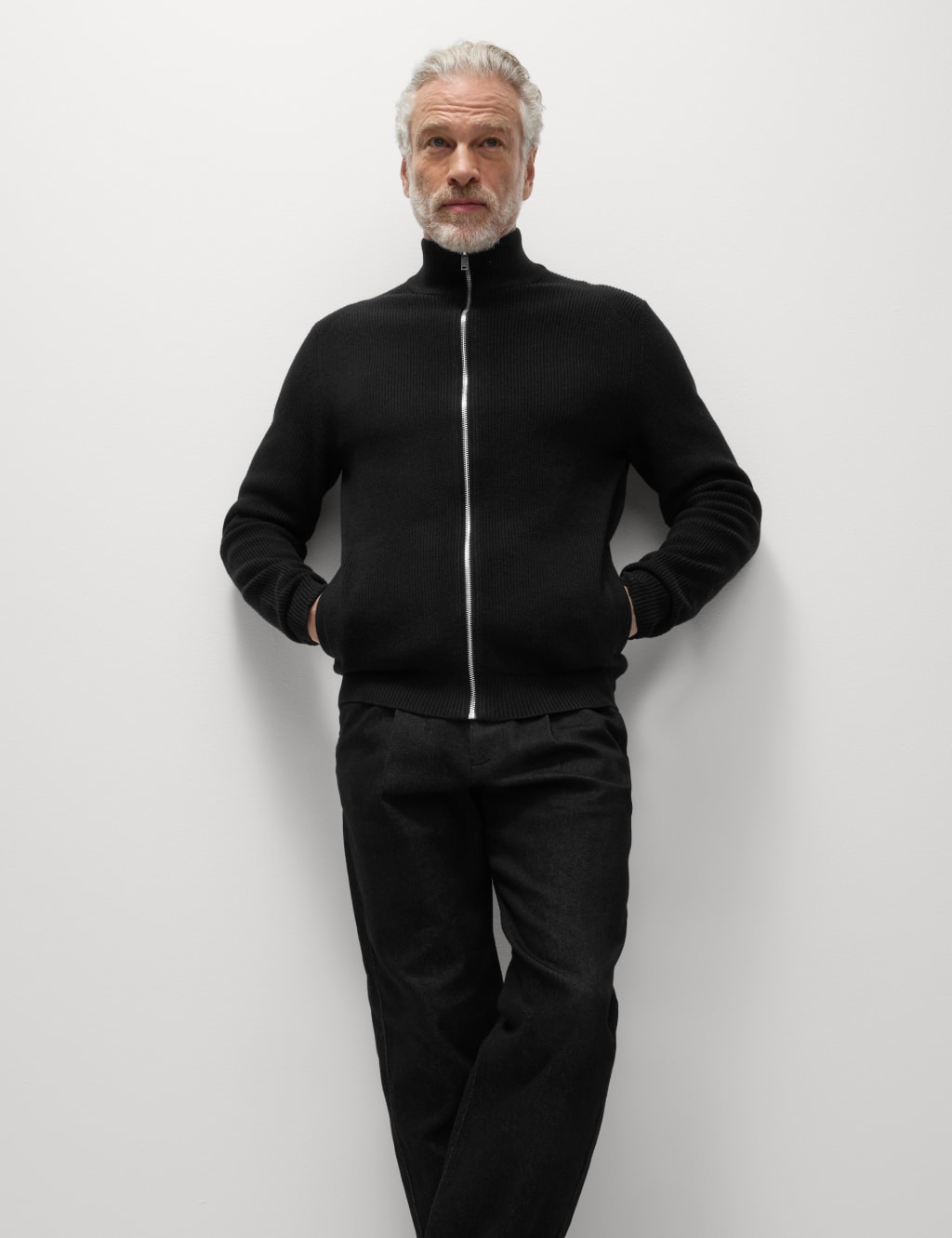 Cotton Blend Funnel Neck Zip Up Jumper 6 of 7