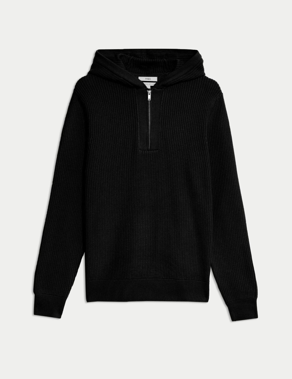 Cotton Rich Knitted Hoodie with Wool M S Collection M S
