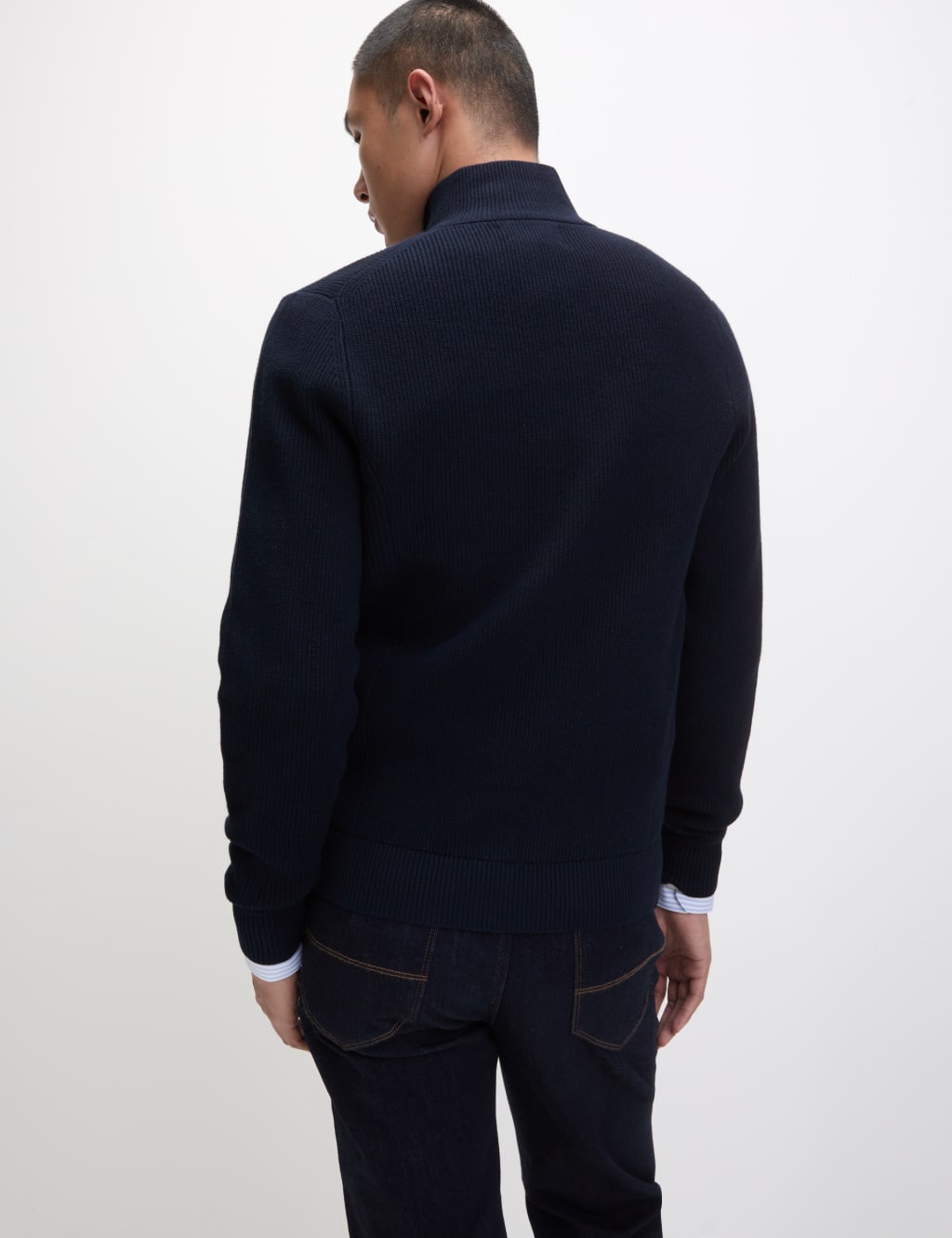 Cotton Blend Half Up Ribbed Jumper 5 of 5