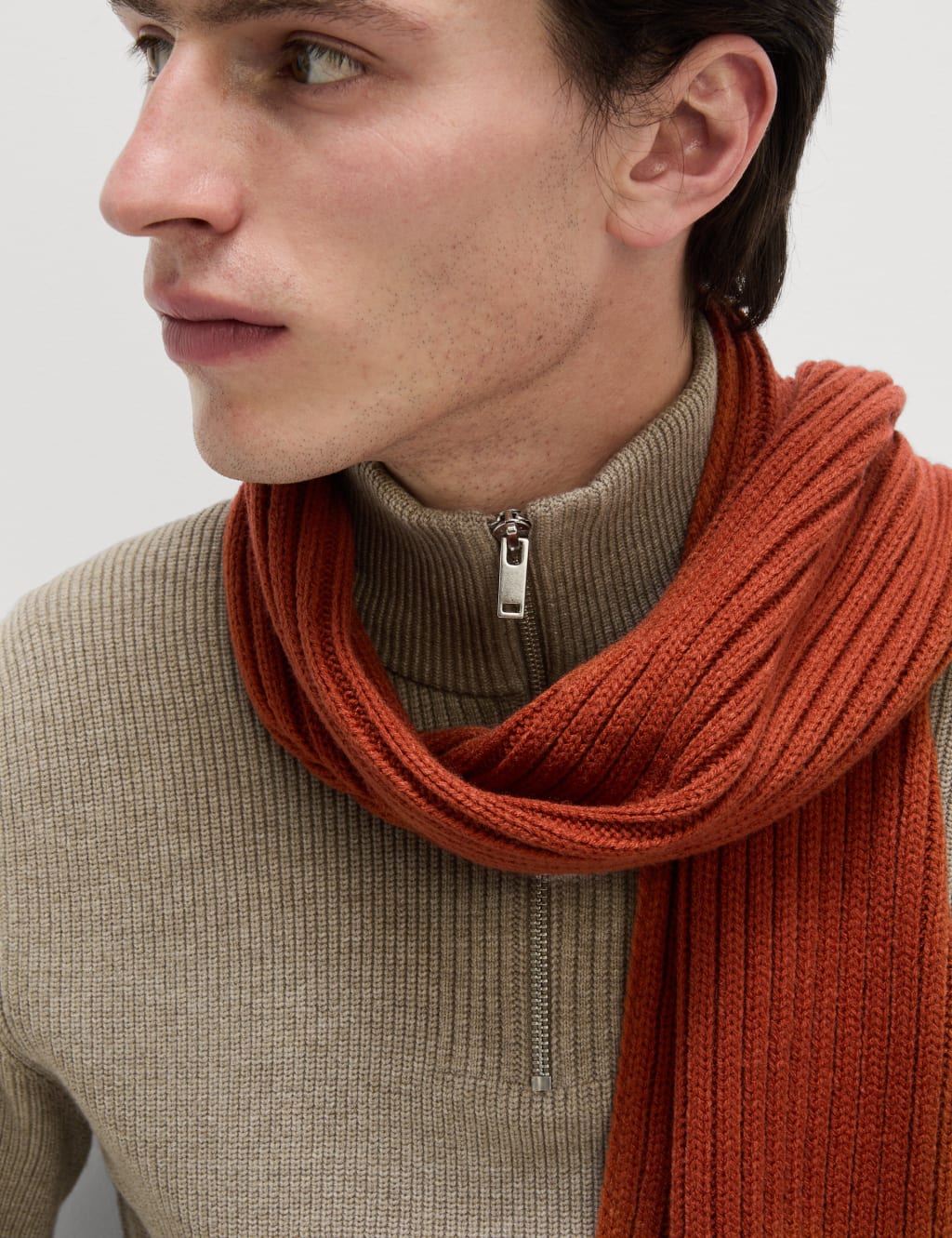 Cotton Blend Half Up Ribbed Jumper 3 of 7