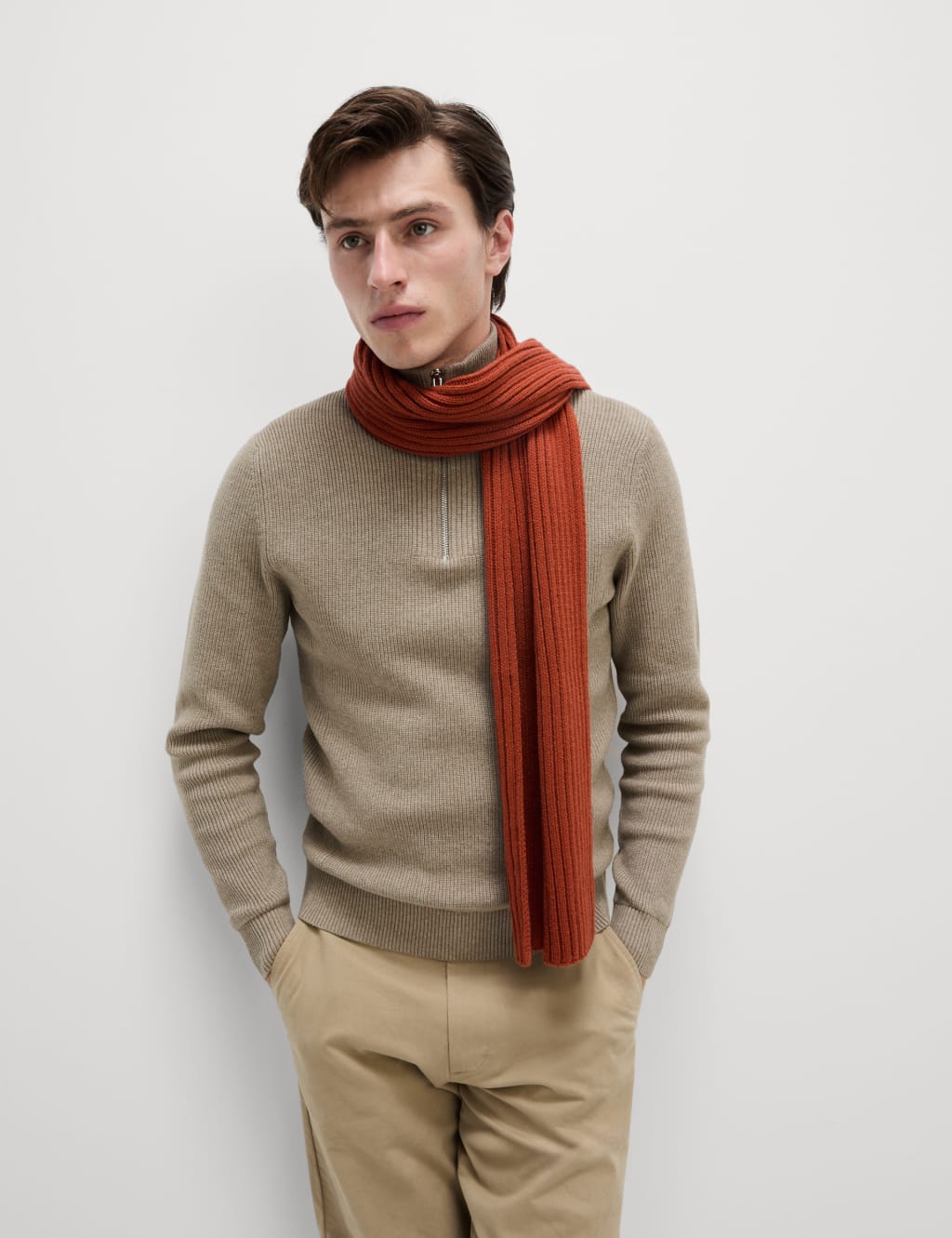 Cotton Blend Half Up Ribbed Jumper 6 of 7