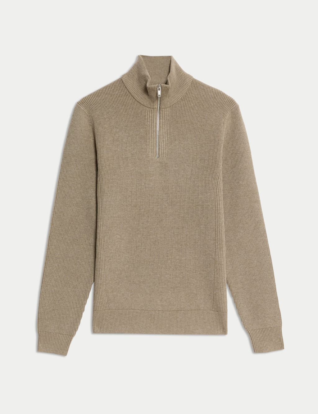 Cotton Blend Half Up Ribbed Jumper 2 of 7