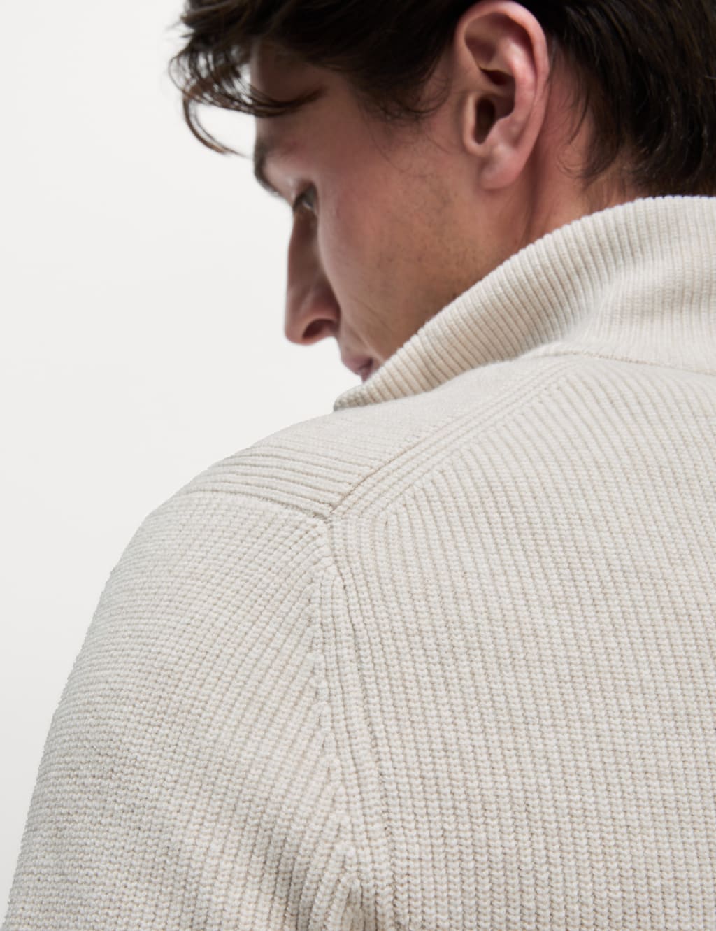 Cotton Blend Half Up Ribbed Jumper 3 of 6