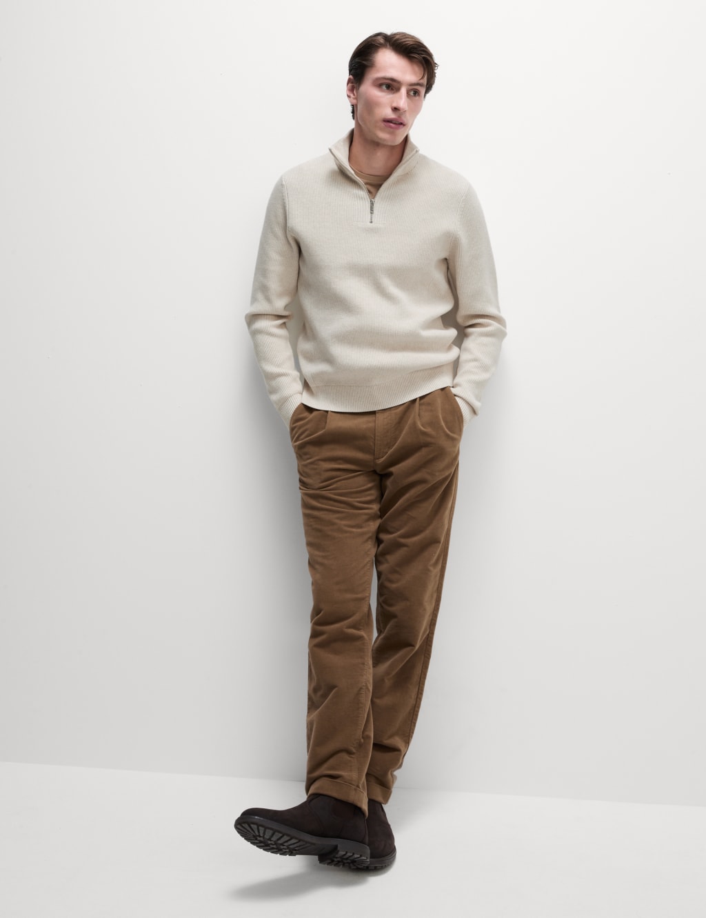 Cotton Blend Half Up Ribbed Jumper 4 of 6