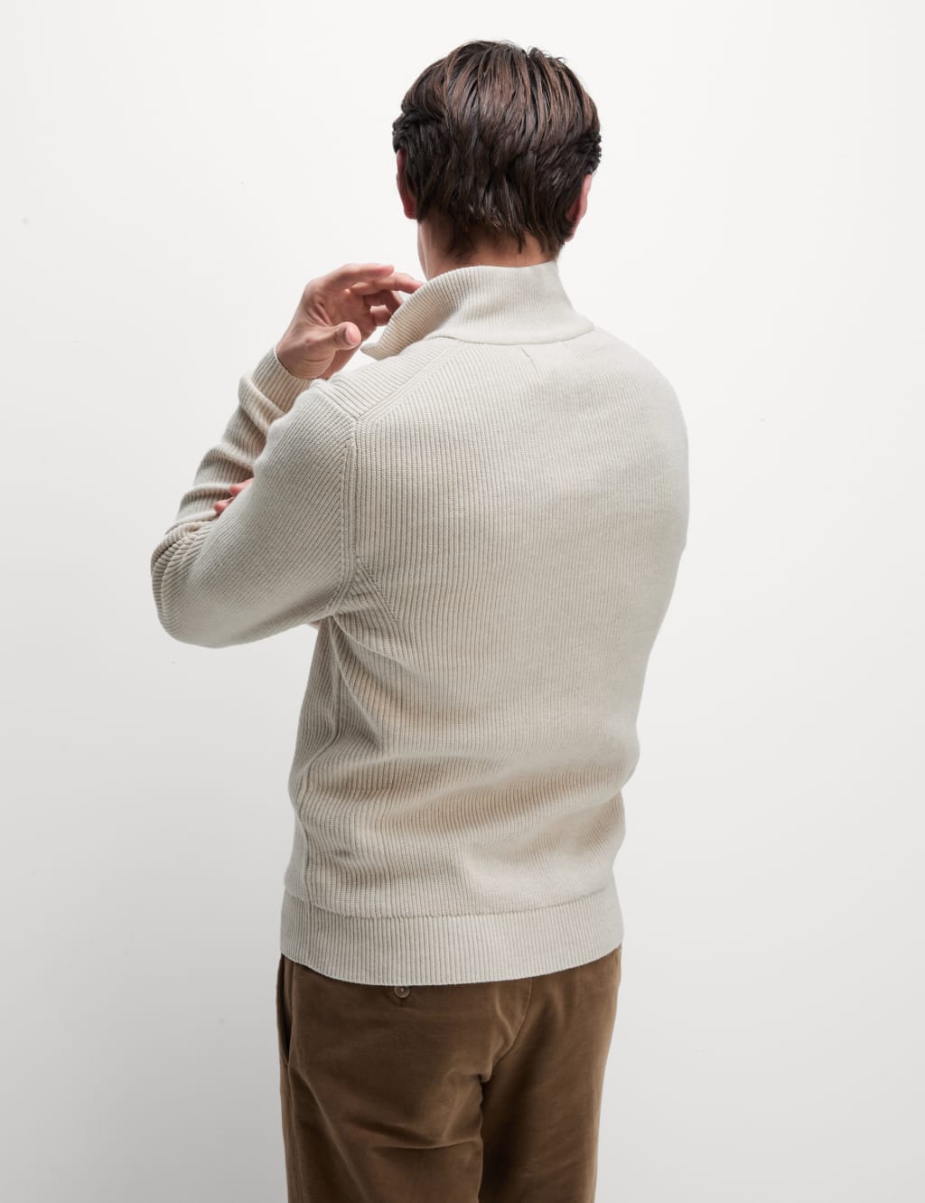 Cotton Blend Half Up Ribbed Jumper 6 of 6