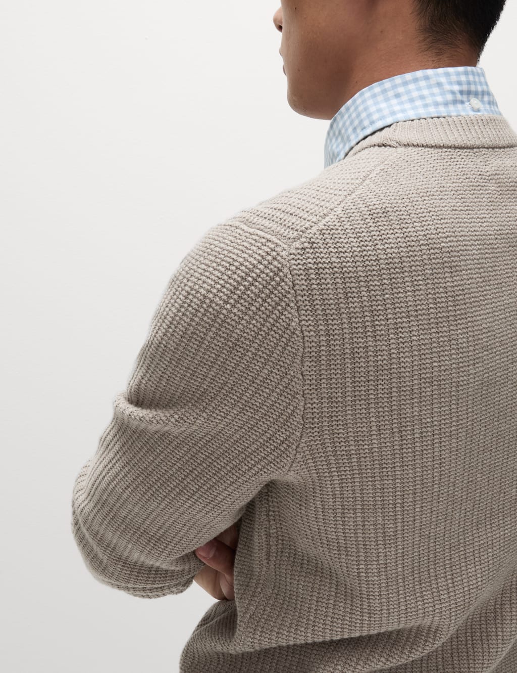 Cotton Blend Textured Crew Neck Jumper 7 of 7