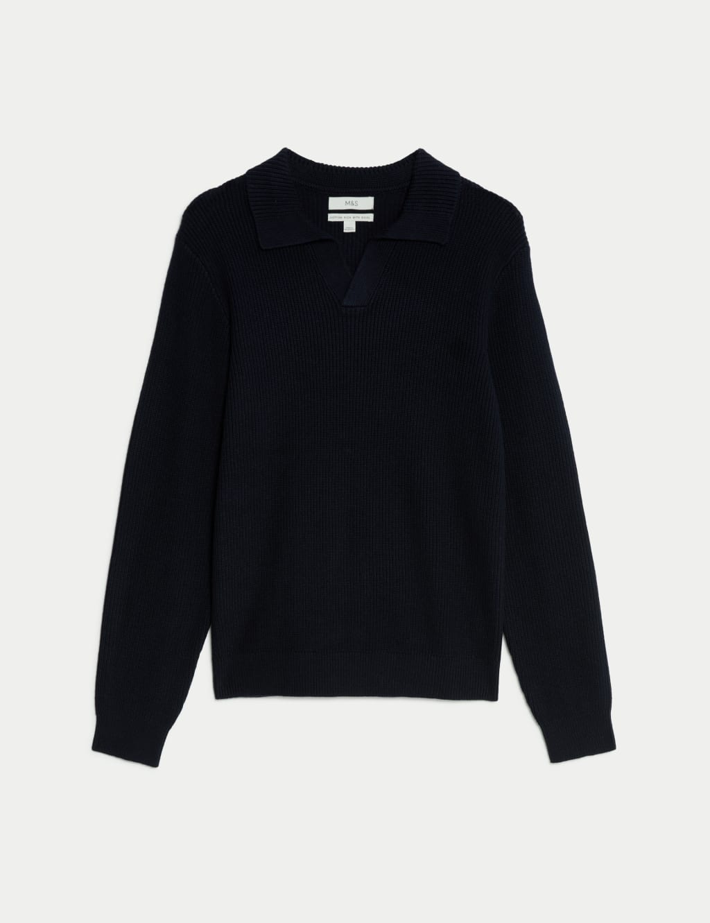 Cotton Rich Open Neck Jumper with Wool 2 of 5