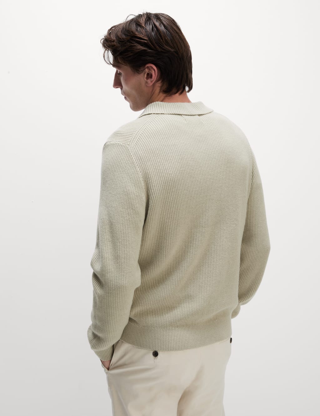 Cotton Rich Open Neck Jumper with Wool 5 of 5