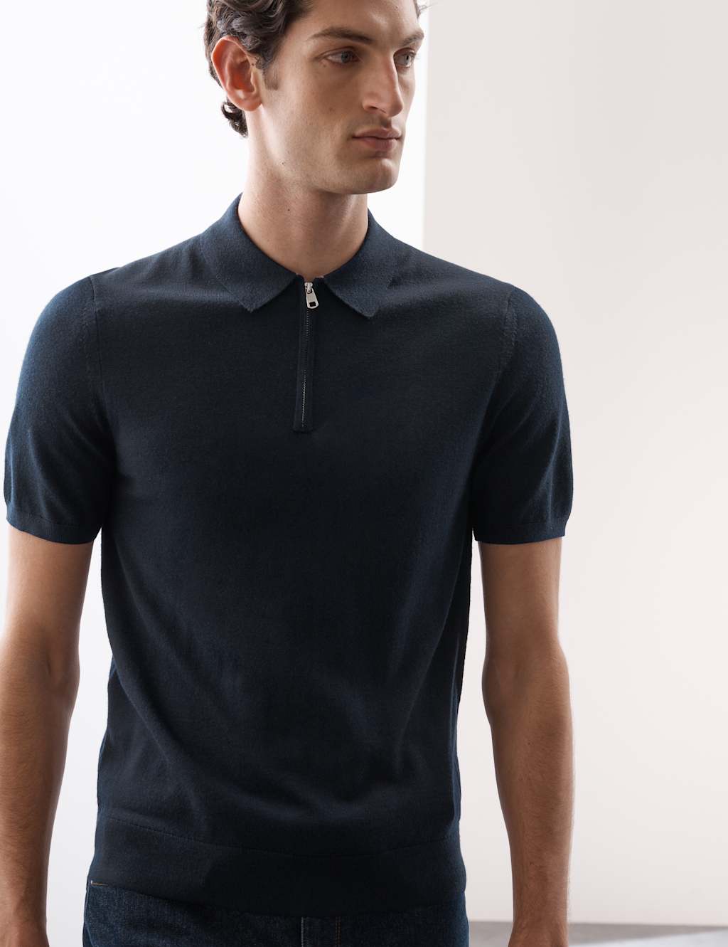 Pure Extra Fine Merino Wool Knitted Polo Shirt 3 of 7