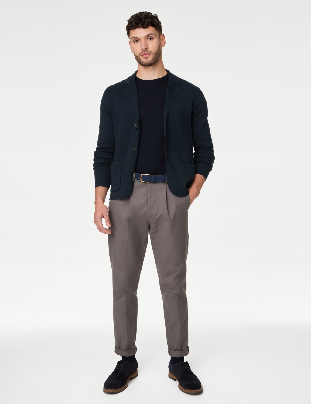 Cotton Modal Knitted Blazer M S Collection M S