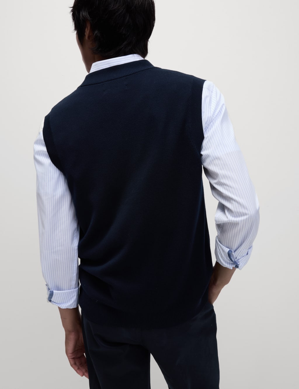 Cotton Rich Textured V-Neck Knitted Waistcoat 6 of 6