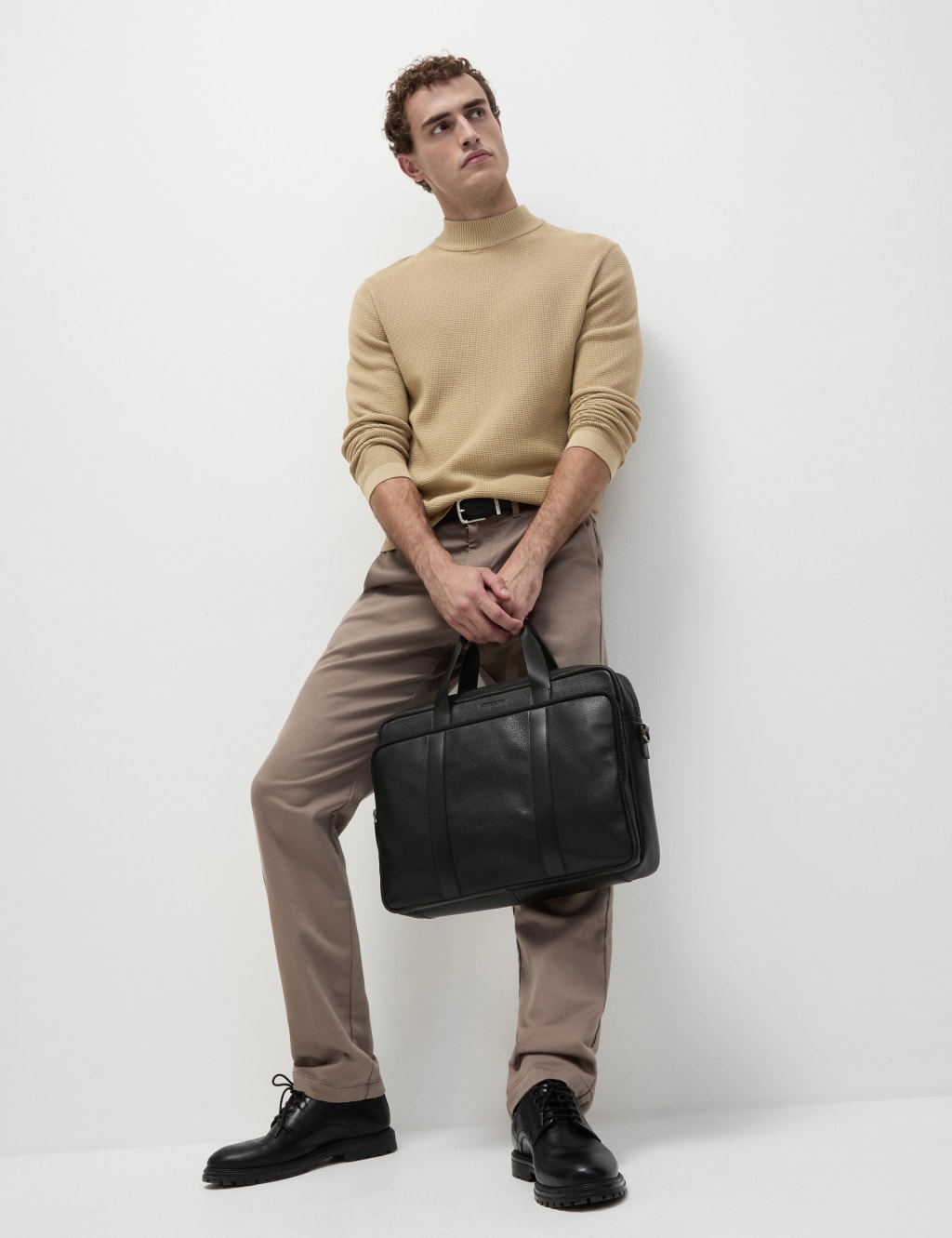 Cotton Rich Textured High Neck Jumper with Modal | M&S