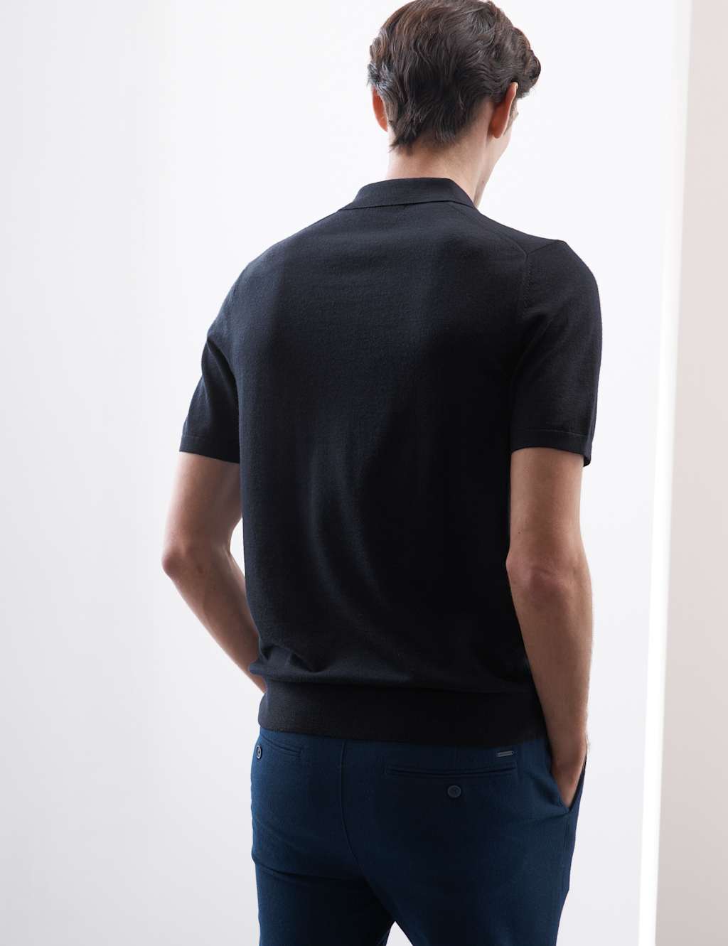 Pure Extra Fine Merino Wool Knitted Polo Shirt 3 of 5