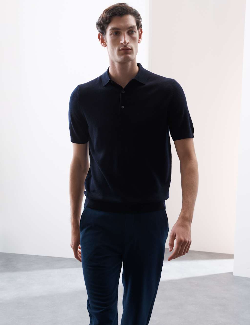 Pure Extra Fine Merino Wool Knitted Polo Shirt 5 of 5