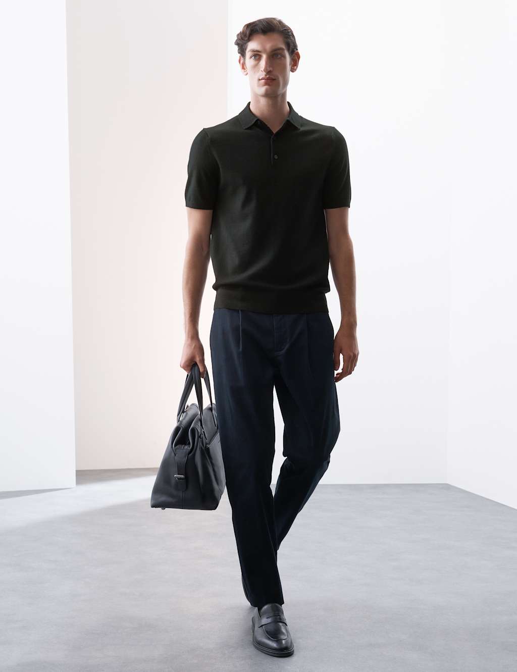 Pure Extra Fine Merino Wool Knitted Polo Shirt 3 of 7