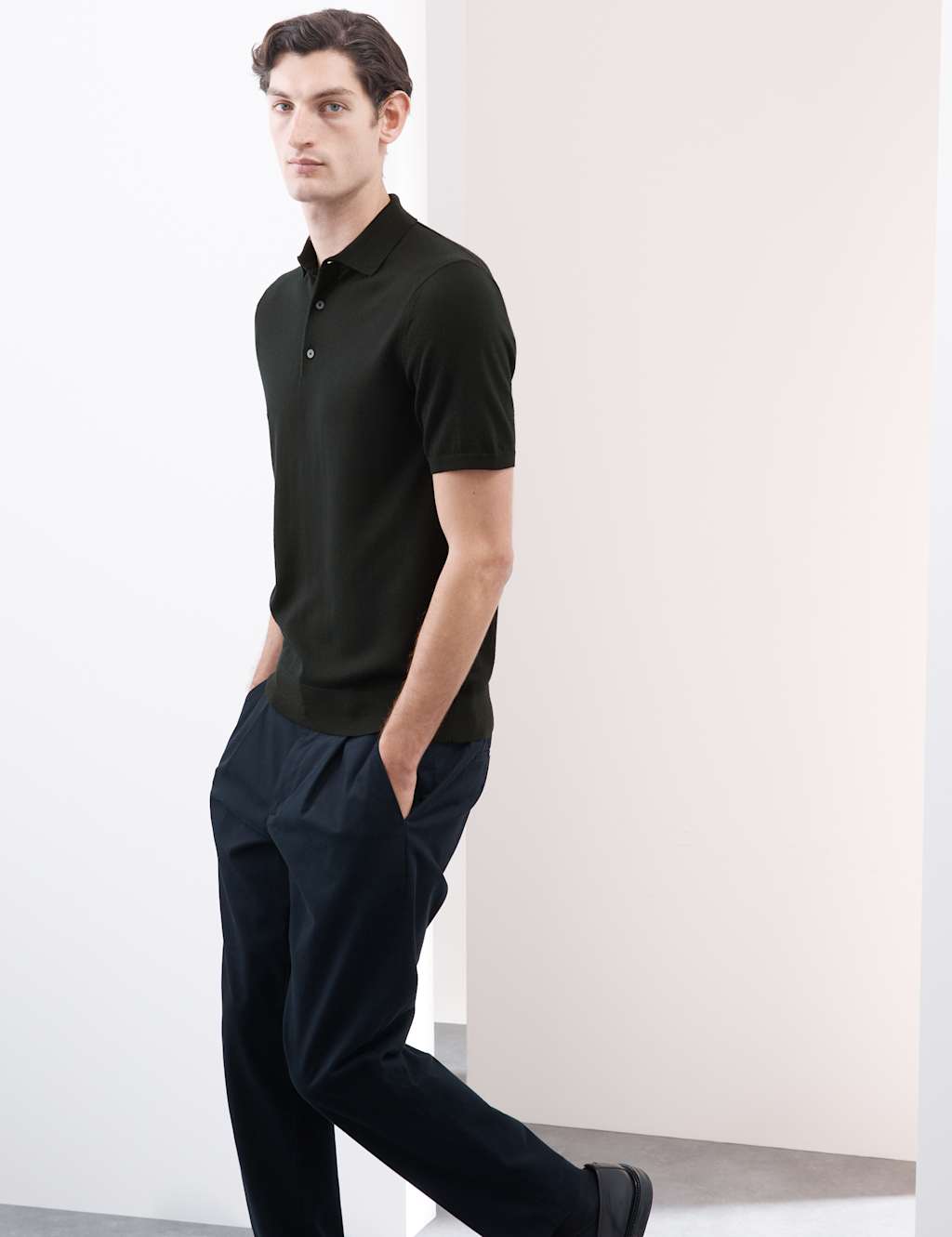 Pure Extra Fine Merino Wool Knitted Polo Shirt 4 of 7