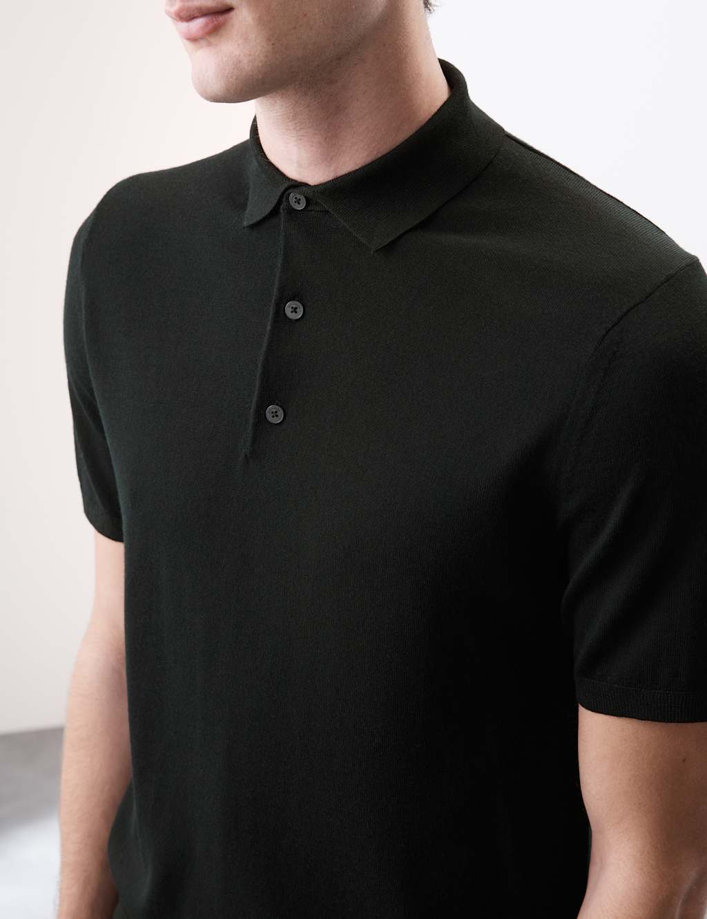 Pure Extra Fine Merino Wool Knitted Polo Shirt 7 of 7