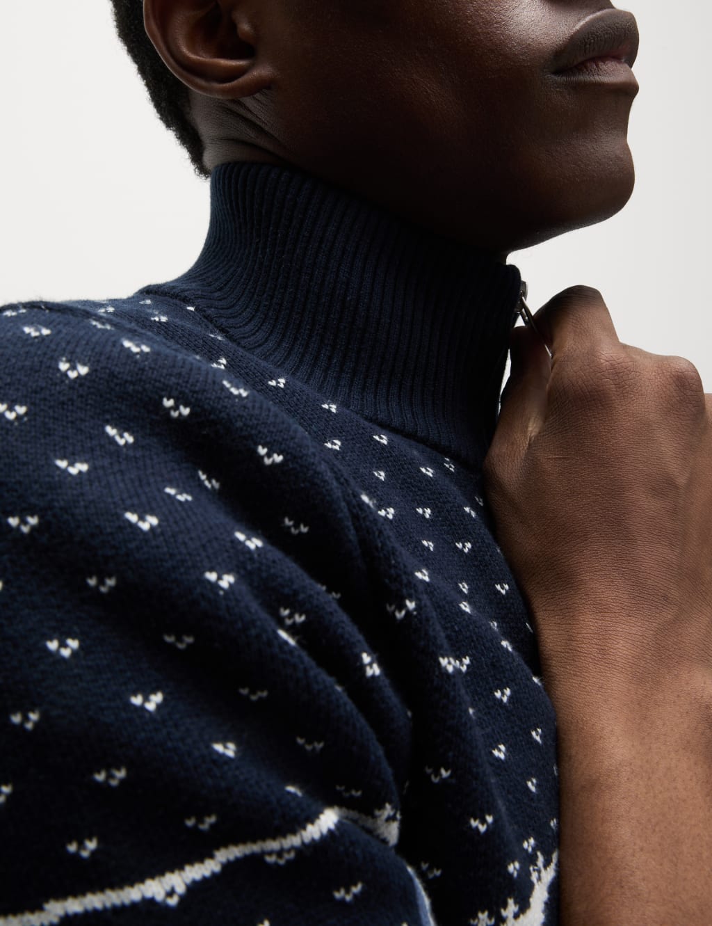 Pure Cotton Half Zip Christmas Jumper M S Collection M S