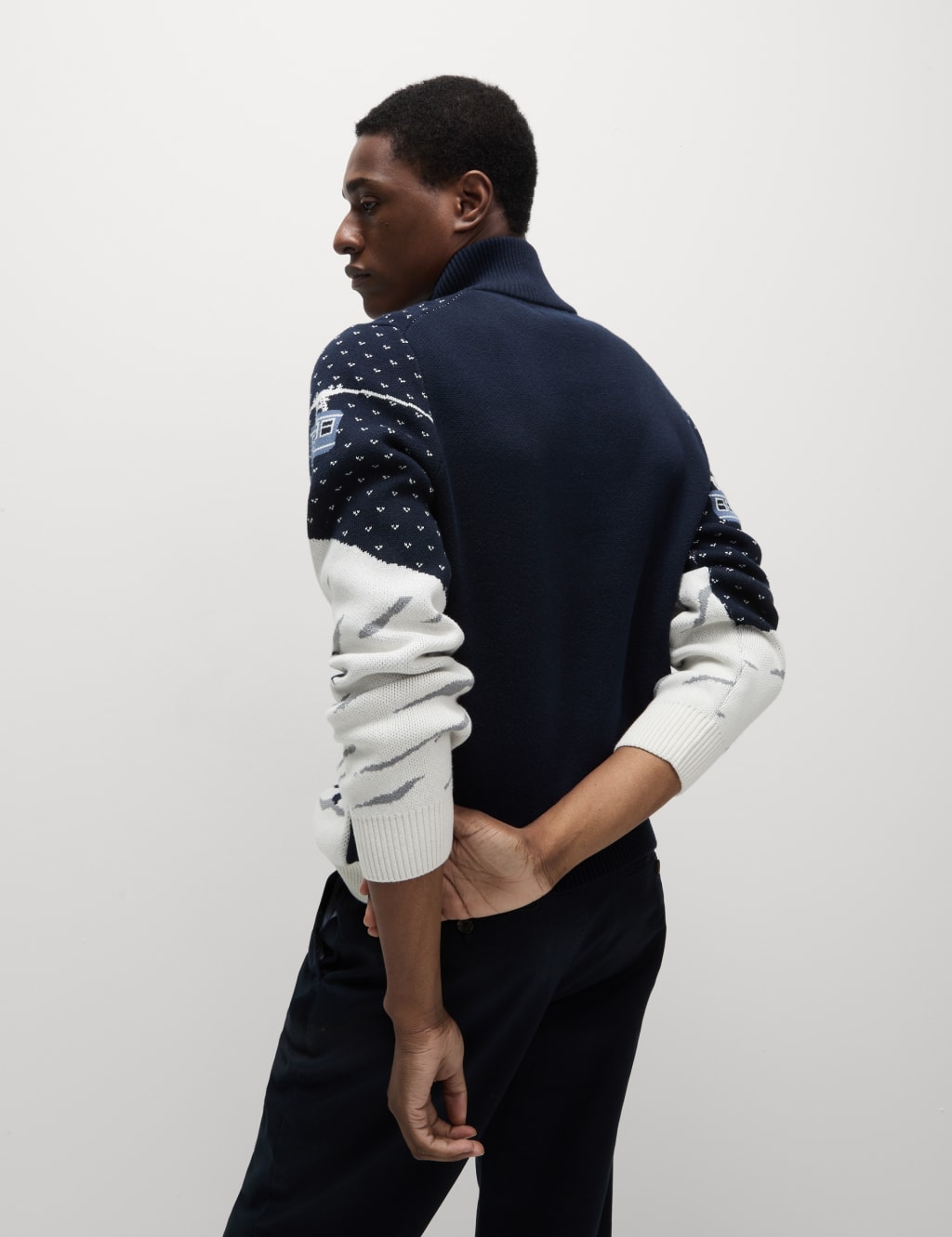 Pure Cotton Half Zip Christmas Jumper M S Collection M S