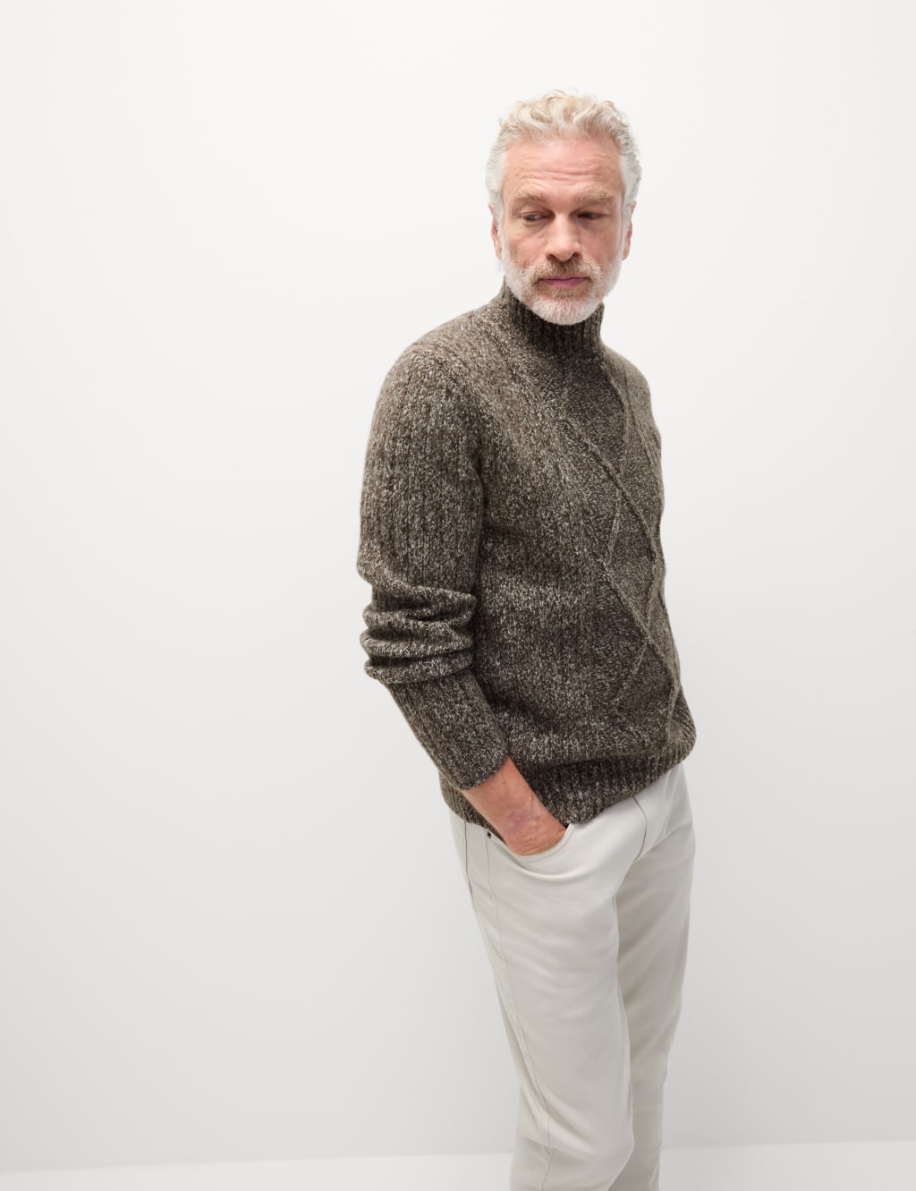 Cable High Neck Jumper M S Collection M S