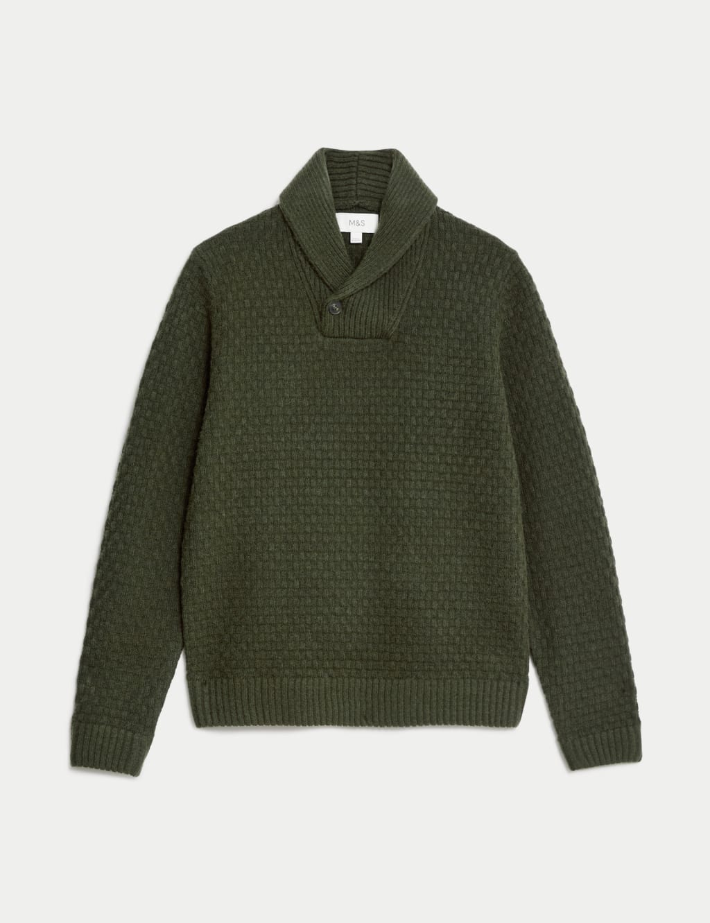 Textured Shawl Collar Jumper with Wool M S Collection M S