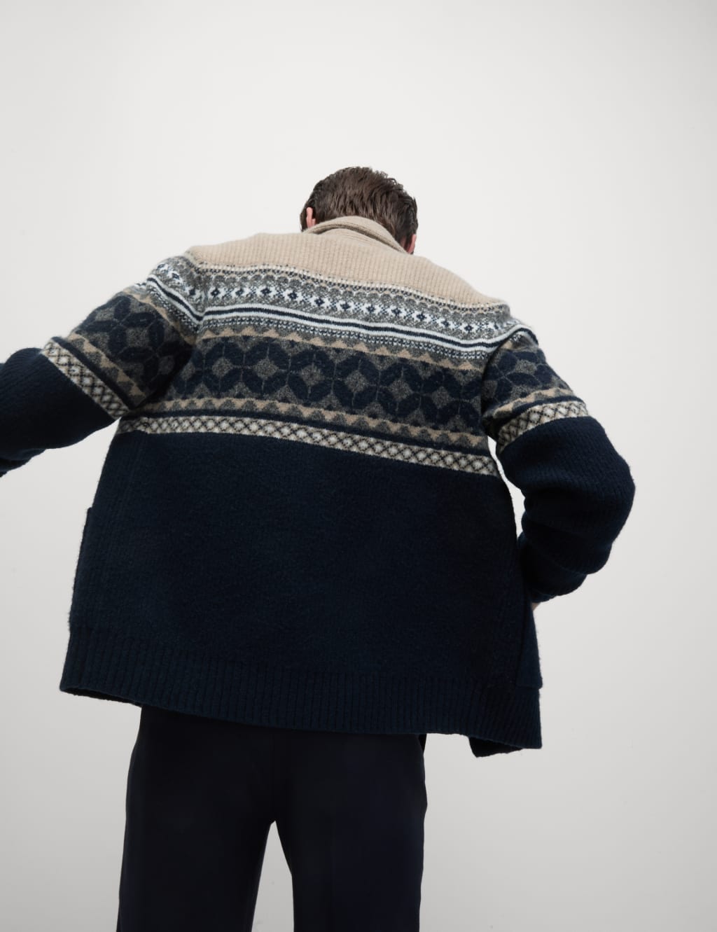 Fair Isle Shawl Collar Cardigan M S Collection M S
