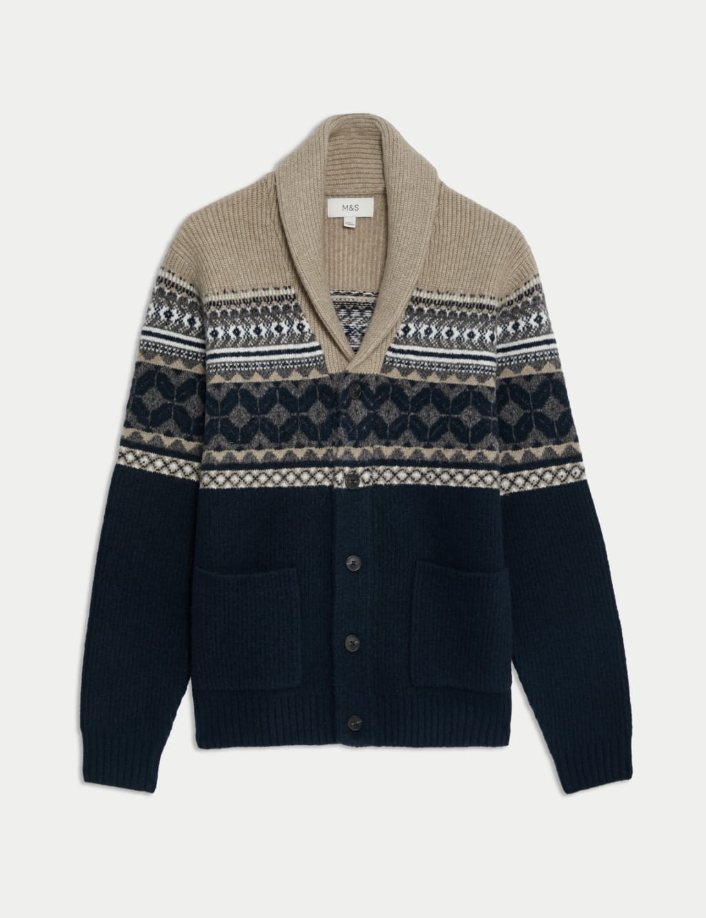Fair Isle Shawl Collar Cardigan
