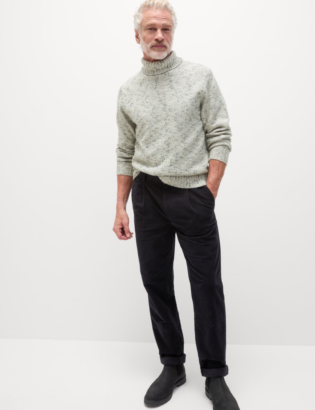 Textured Roll Neck Jumper with Wool