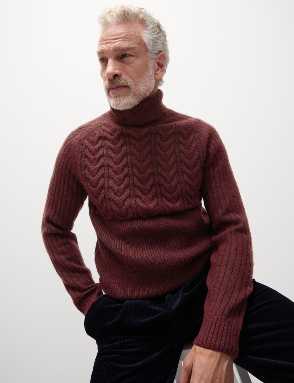 Mens cable roll neck jumper store