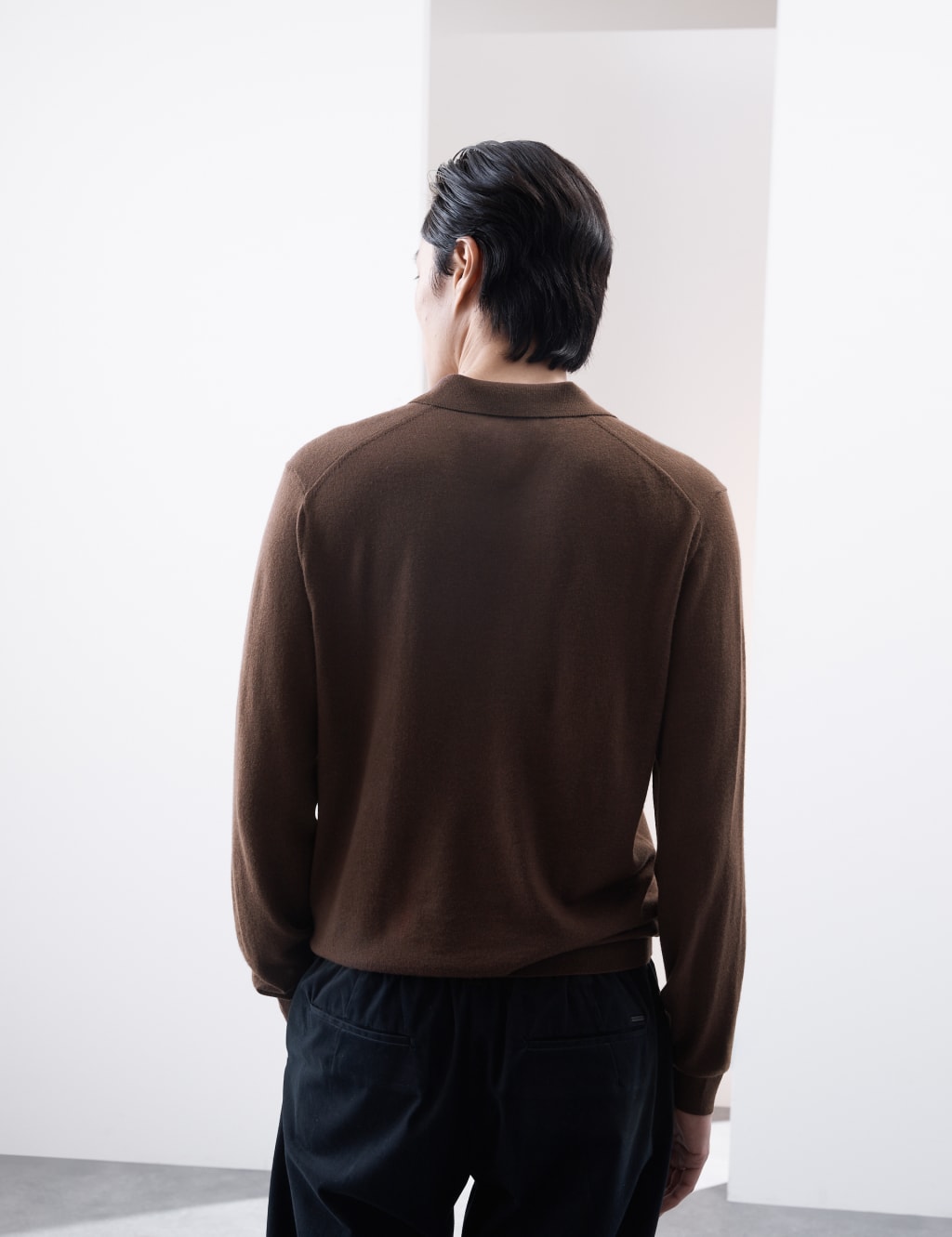 Pure Extra Fine Merino Wool Knitted Polo Shirt 5 of 6