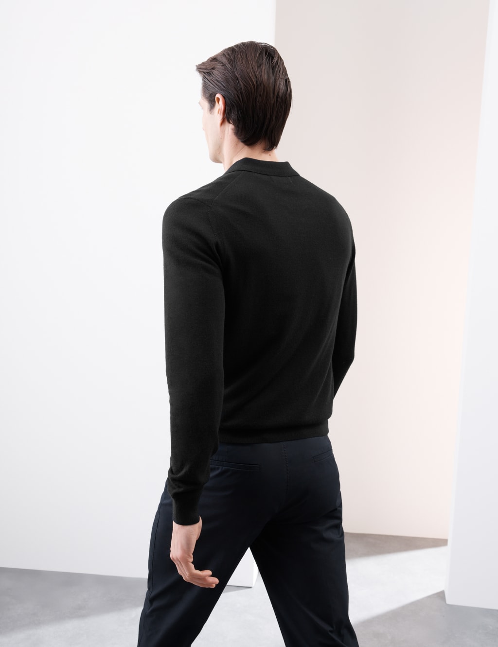 Pure Extra Fine Merino Wool Knitted Polo Shirt 5 of 5