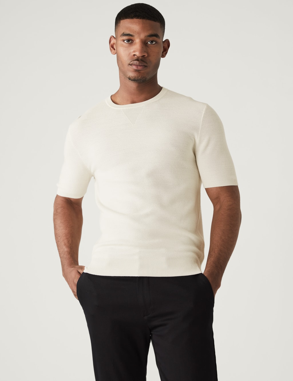Wool Blend Textured Knitted T-Shirt 1 of 4