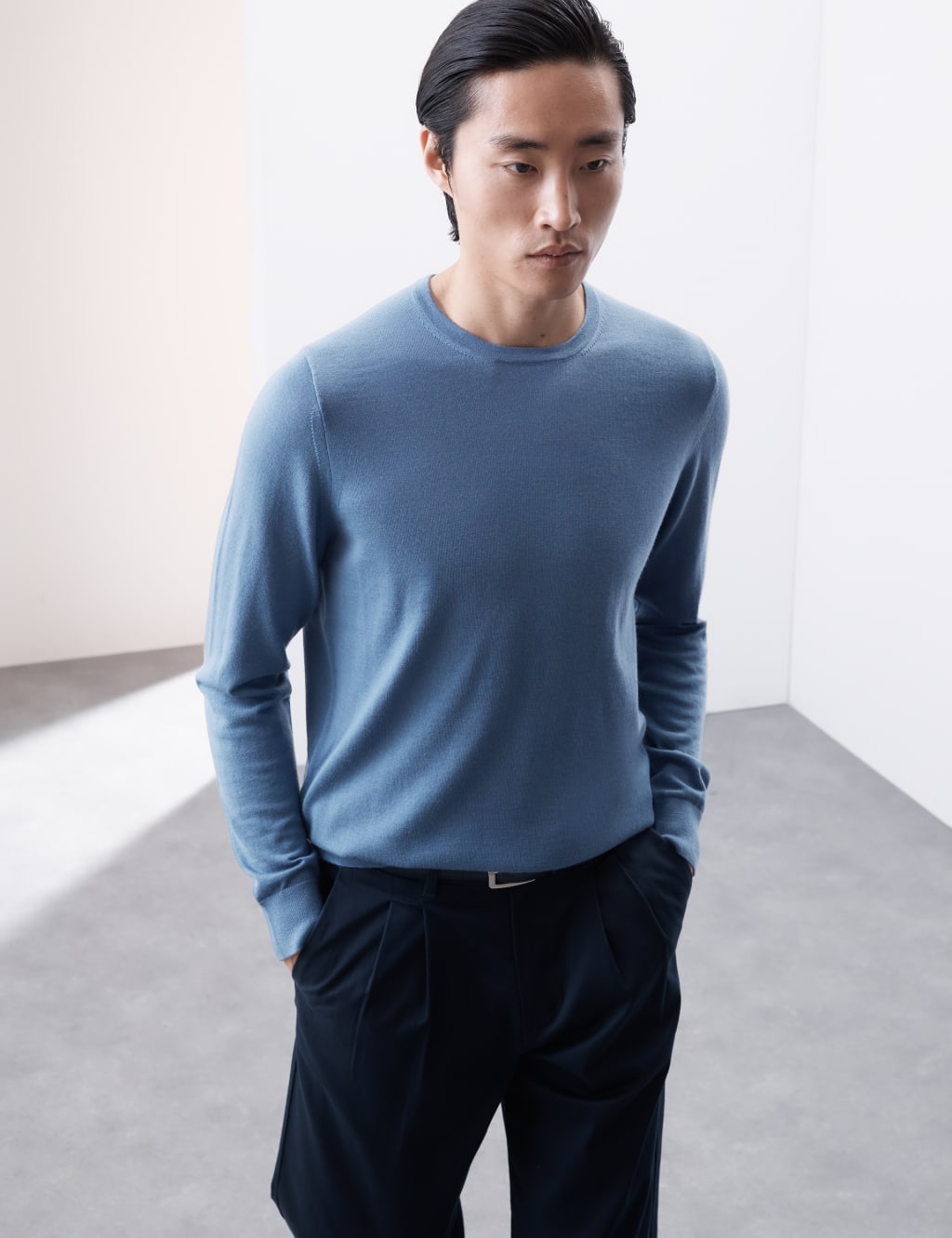 Pure Extra Fine Merino Wool Crew Neck Jumper 1 of 6