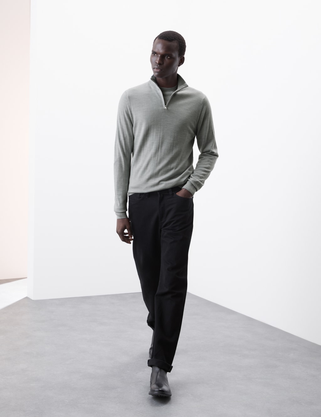 Pure Extra Fine Merino Wool Half Zip Jumper 3 of 6