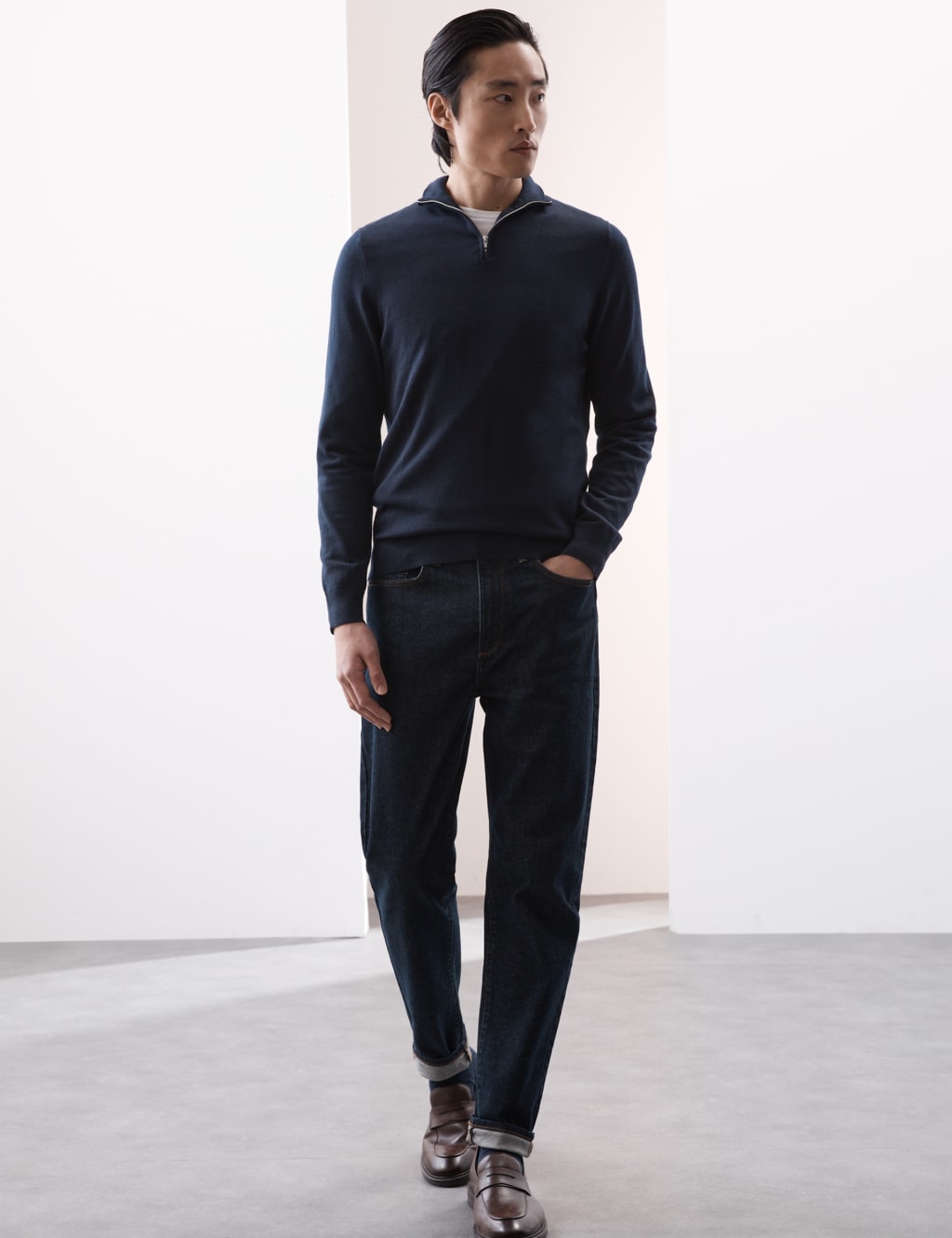 Pure Extra Fine Merino Wool Half Zip Jumper 6 of 7