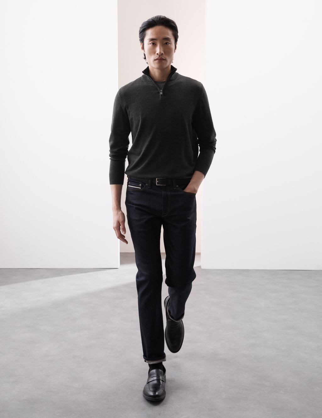 Pure Extra Fine Merino Wool Half Zip Jumper 3 of 5