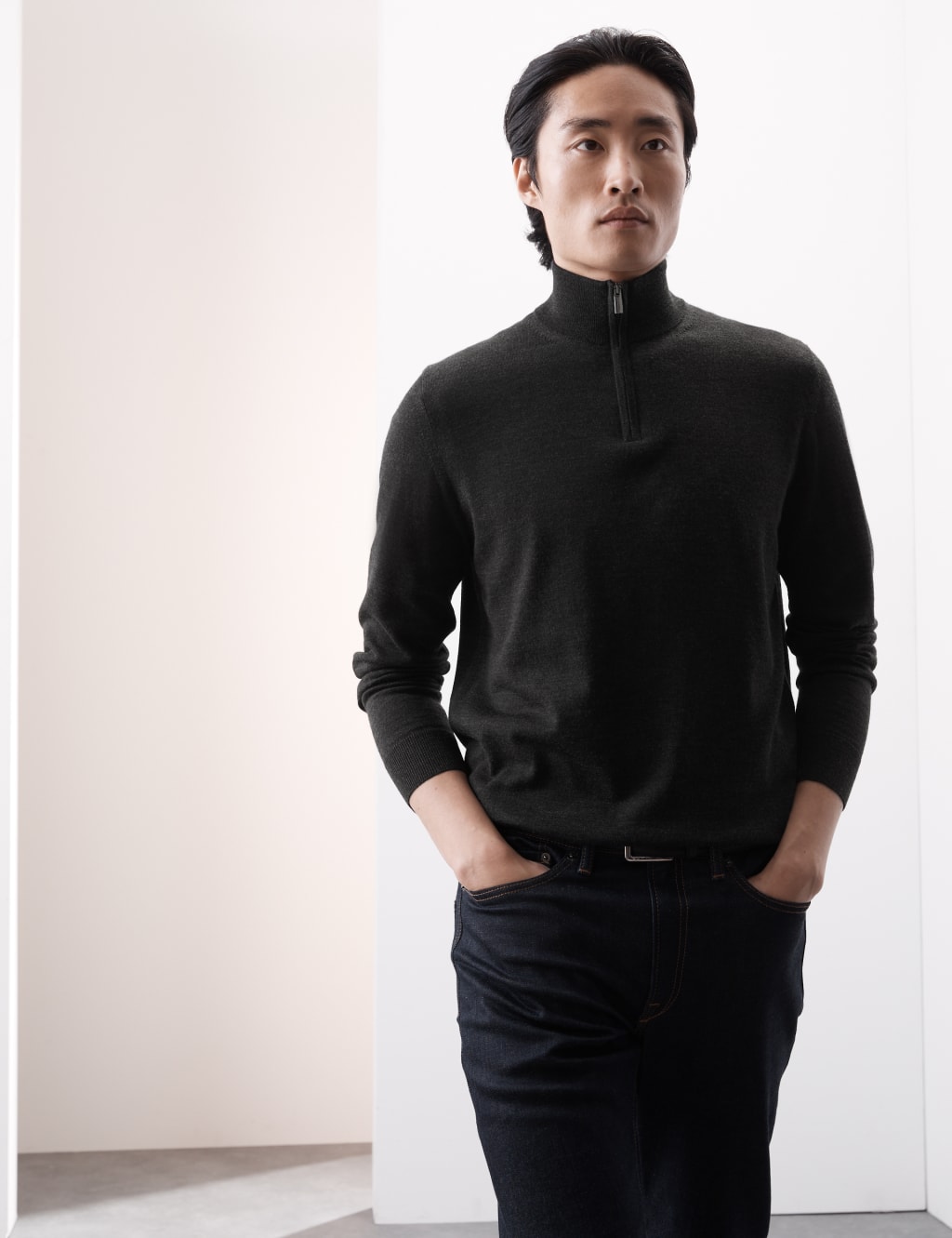 Pure Extra Fine Merino Wool Half Zip Jumper 5 of 5