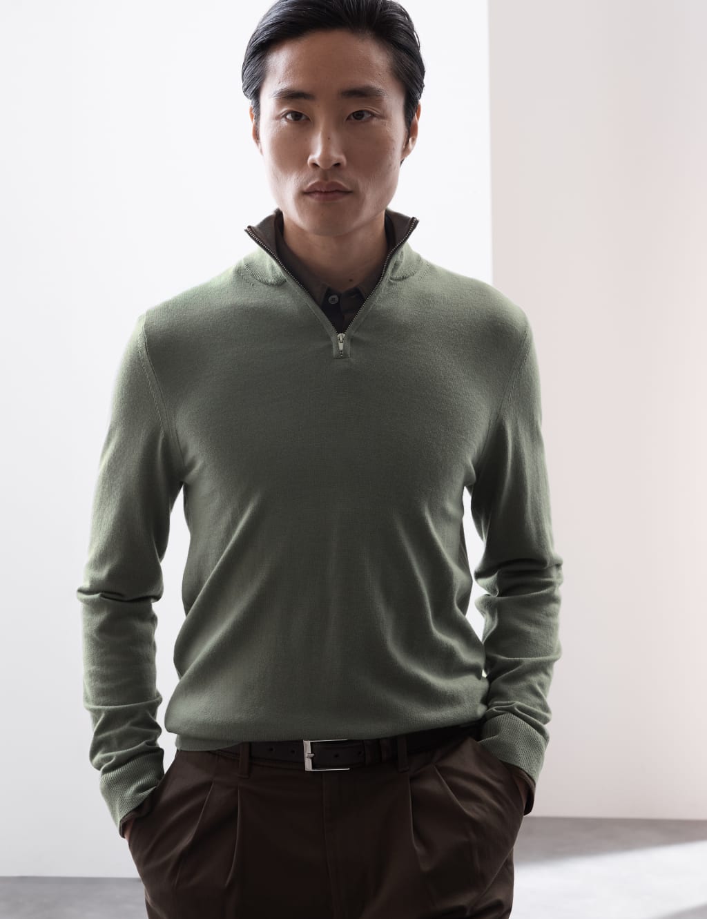 Pure Extra Fine Merino Wool Half Zip Jumper 5 of 7