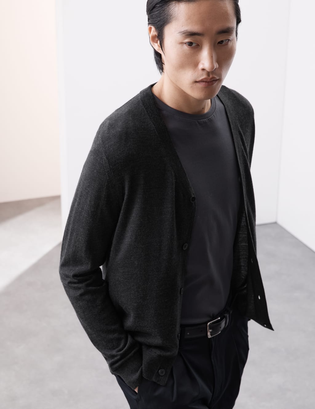 Pure Extra Fine Merino Wool V-Neck Cardigan 1 of 8
