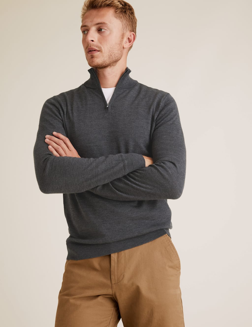 Pure Extra Fine Merino Wool Funnel Neck Jumper M S Collection M S