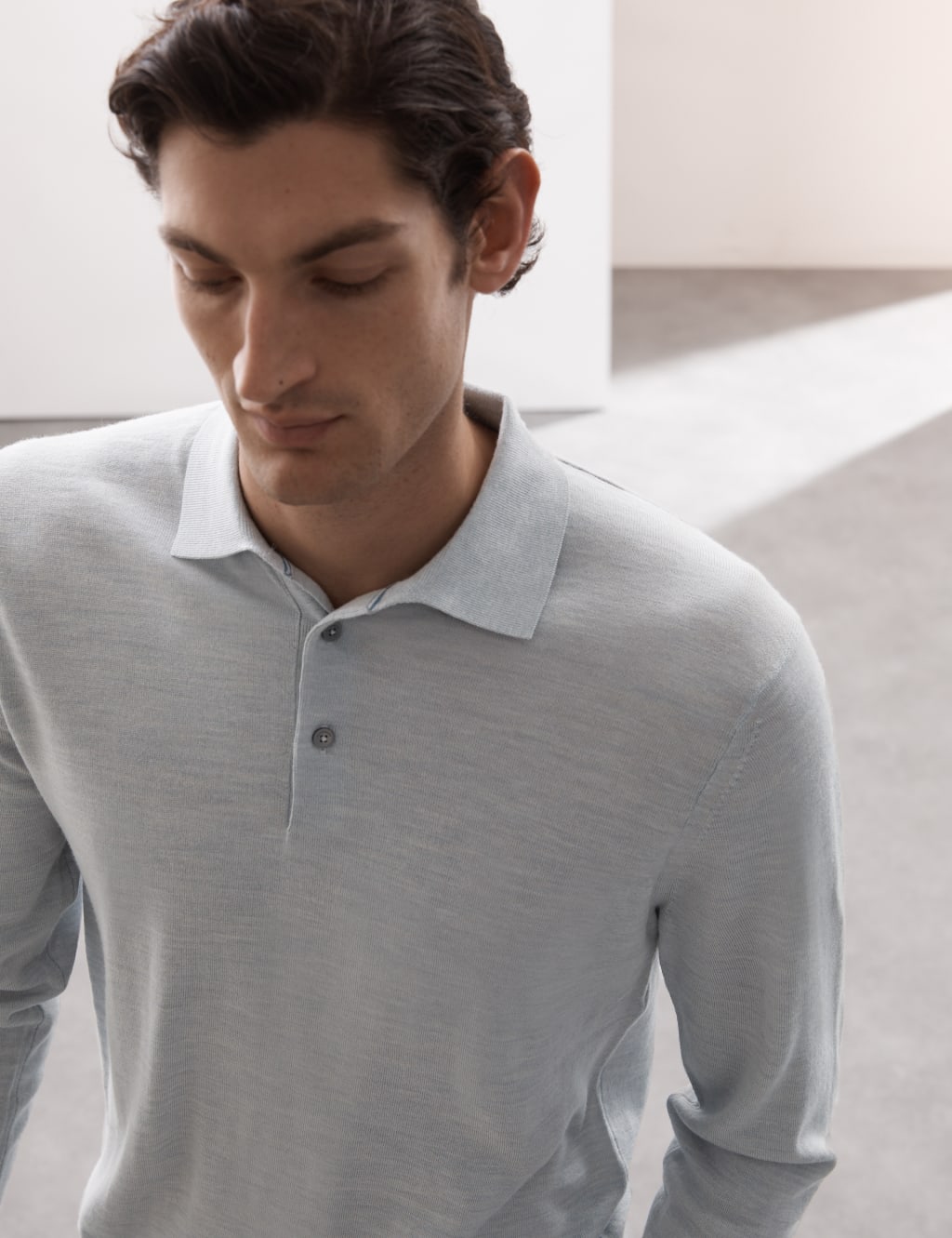 Pure Extra Fine Merino Wool Knitted Polo Shirt 3 of 7