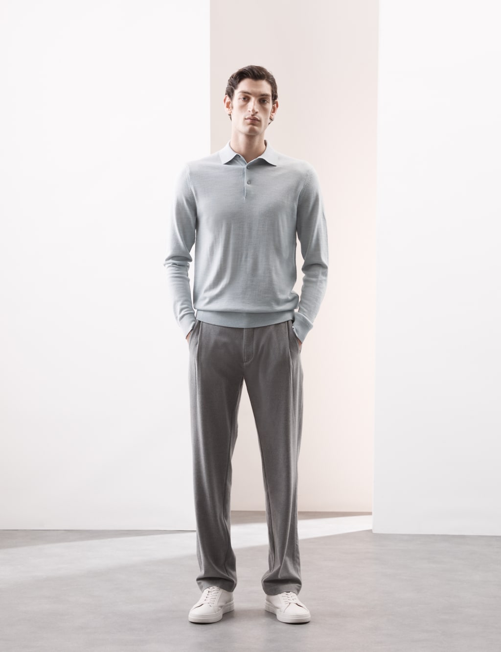 Pure Extra Fine Merino Wool Knitted Polo Shirt 4 of 7