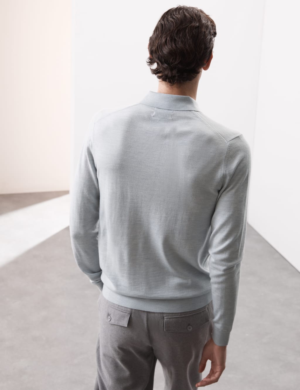 Pure Extra Fine Merino Wool Knitted Polo Shirt 7 of 7