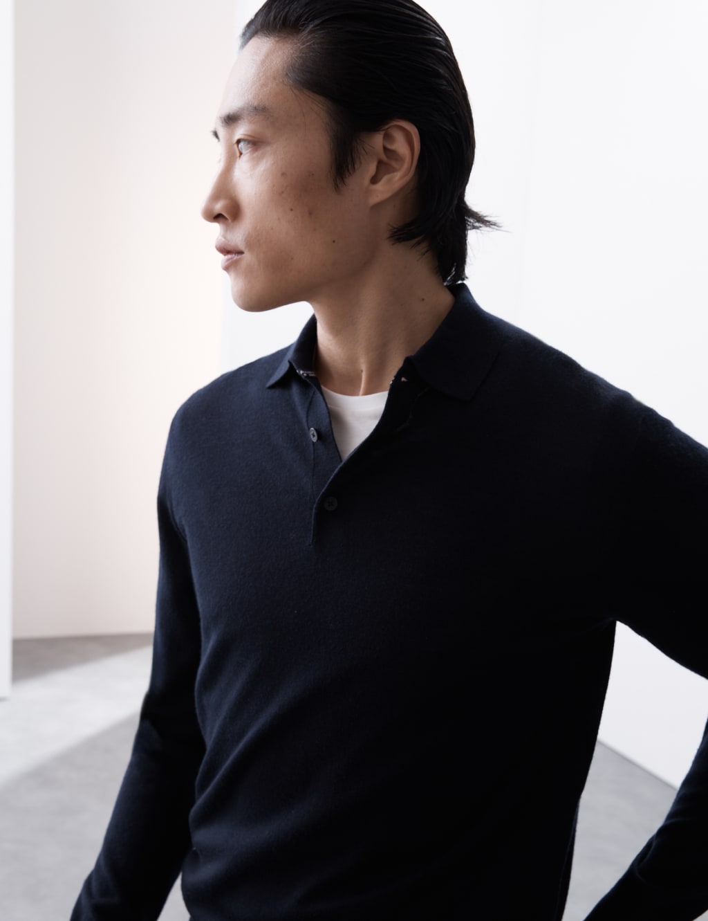 Pure Extra Fine Merino Wool Knitted Polo Shirt 6 of 7