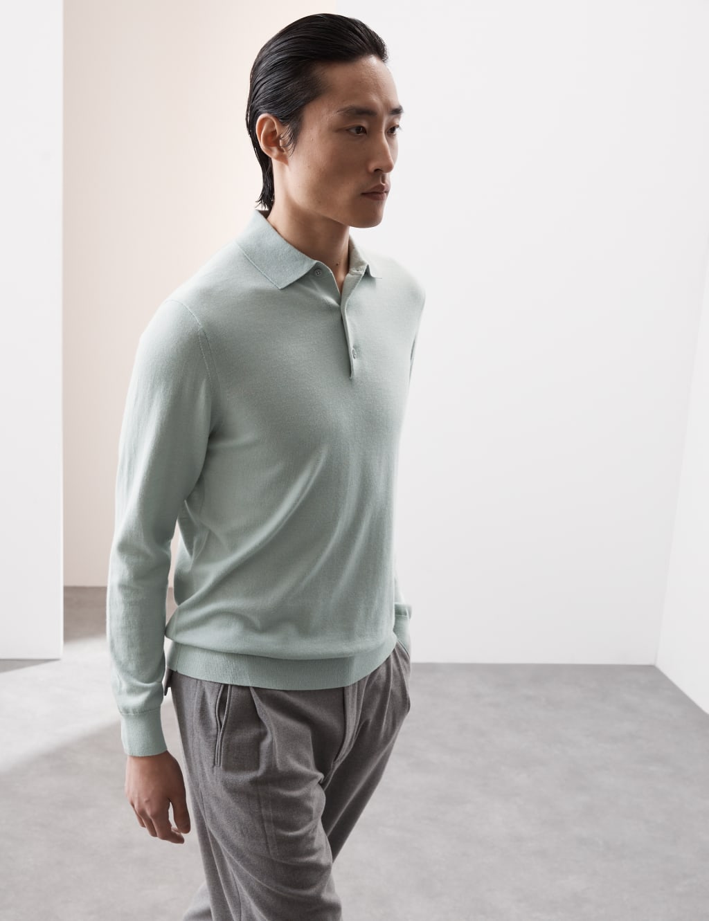 Pure Extra Fine Merino Wool Knitted Polo Shirt 3 of 7