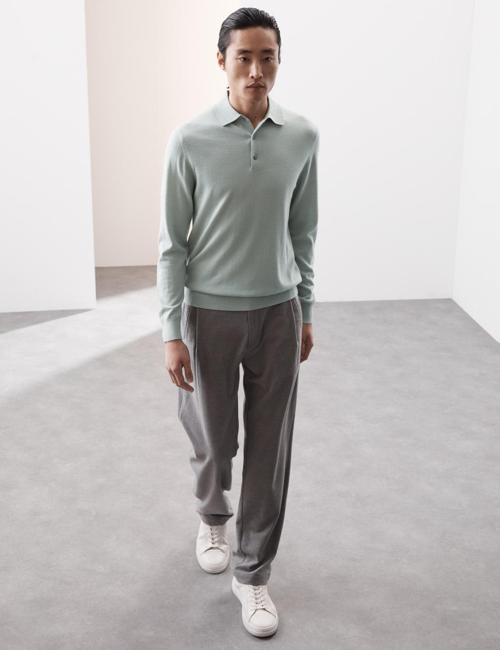 Pure Extra Fine Merino Wool Knitted Polo Shirt 5 of 7